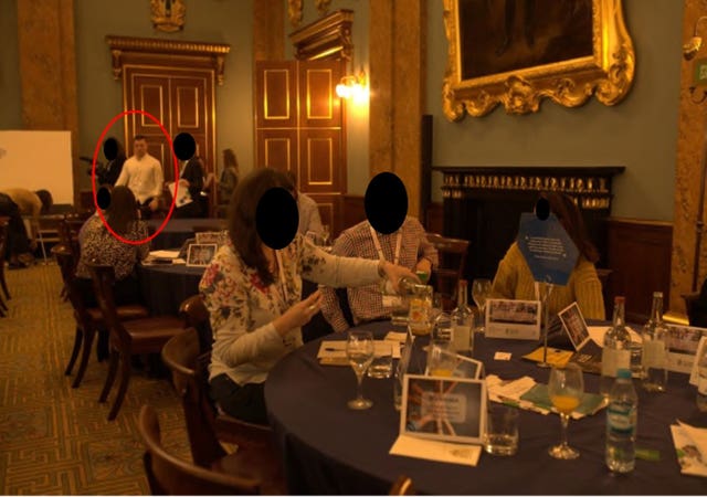 Met Police handout photo, which was shown in court, of Jack Merritt in the main event room at a prisoner rehabilitation event near London Bridge 