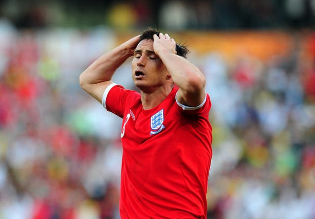 England’s Frank Lampard puts his hands to his head