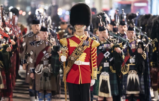 The sound of bagpipes began at 2.45am, signalling the start of the procession