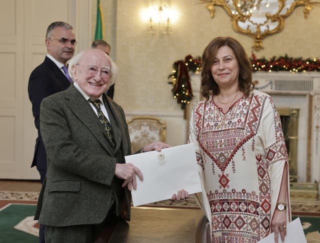 President Michael D Higgins at the appointment of Ireland’s first full ambassador from the State of Palestine, Dr Jilan Wahba Abdalmajid (Tony Maxwell)