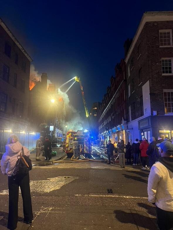 A fire at the Chiltern Firehouse in central London 