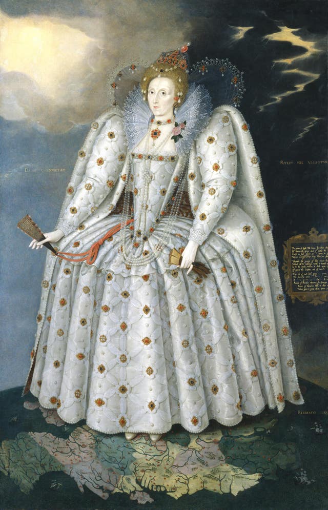 Undated handout image issued by the National Portrait Gallery, London of Queen Elizabeth I  in he Ditchley portrait’) by Marcus Gheeraerts the Younger (National Portrait Gallery/PA)