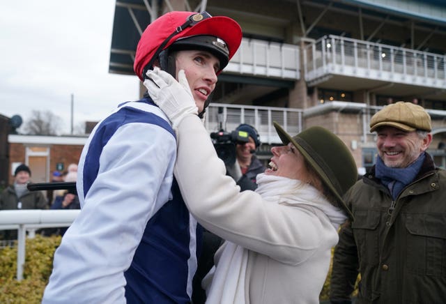 Geri Horner emraces Jack Andrews at Warwick