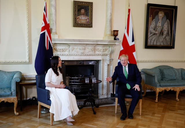 Prime Minister Boris Johnson with Prime Minister of New Zealand Jacinda Ardern ahead of talks at Downing Street