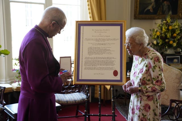 Queen Elizabeth II receives the Archbishop of Canterbury