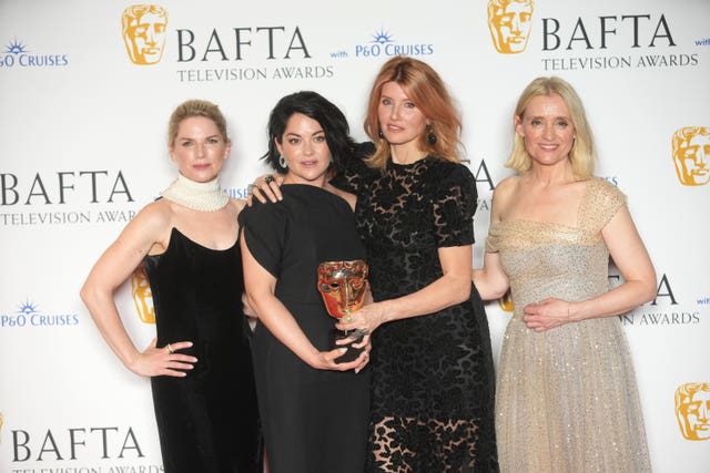 Eva Birthistle, Sarah Greene, Sharon Horgan and Anne-Marie Duff with the Bafta award for Bad Sisters