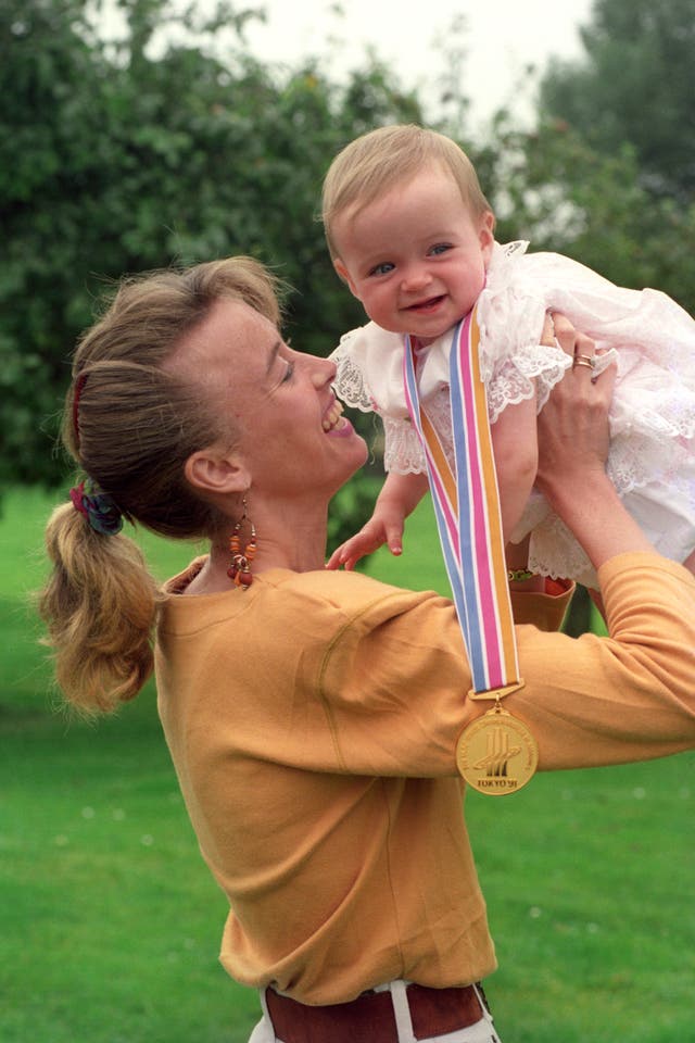 Liz McColgan, left, with daughter Eilish as a baby