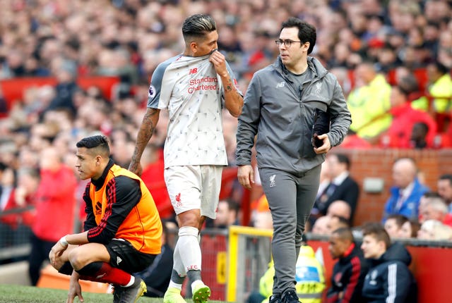 Roberto Firmino came off injured at Old Trafford 