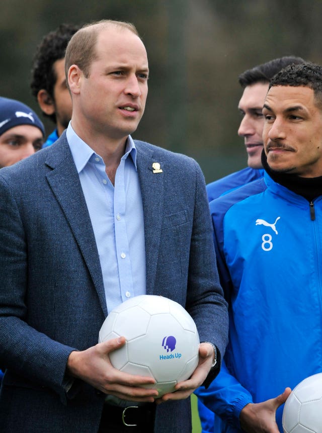 The Duke of Cambridge during a visit to West Bromwich Albion FC in West Midlands, as part of the Heads Up campaign (Rui Vieira/PA)