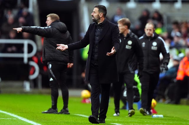 Leicester boss Ruud van Nistelrooy during the Premier League match at Newcastle