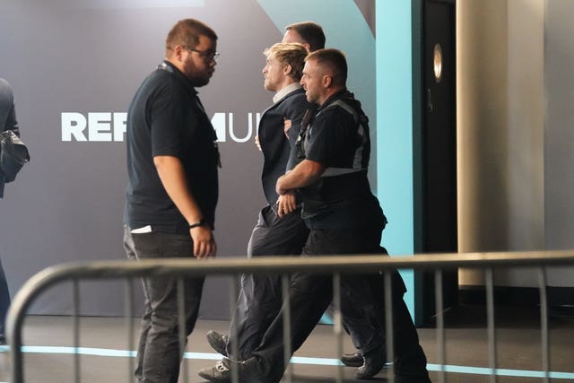 A heckler is removed