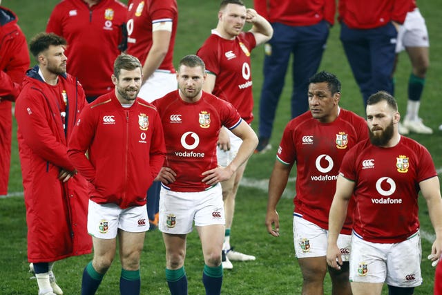 British and Irish Lions players look dejected after losing the series to South Africa