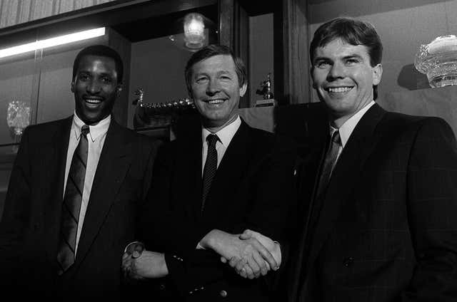Viv Anderson, left, was in July 1987 signed for Manchester United by Sir Alex Ferguson, along with Brian McClair