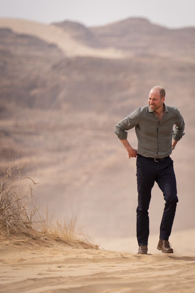 The Prince of Wales during a visit to the Sharaan Nature Reserve in AlUla province