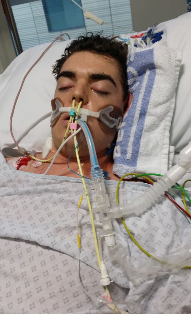Oliver McGowan in hospital (Family handout/PA)