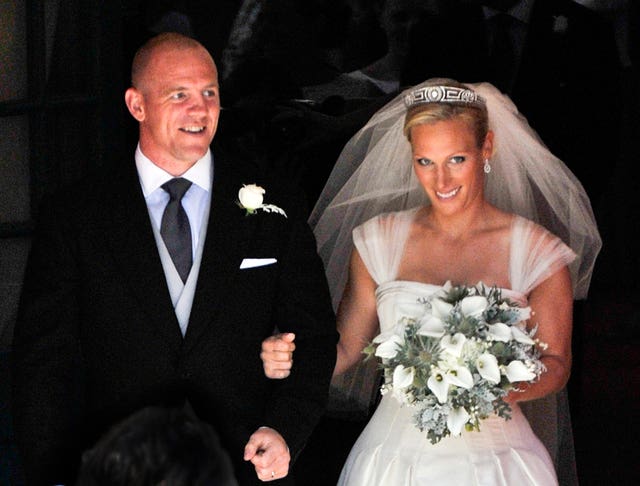 Zara Phillips and Mike Tindall on their wedding day (Stuart Wallace/Sunday Times/PA)