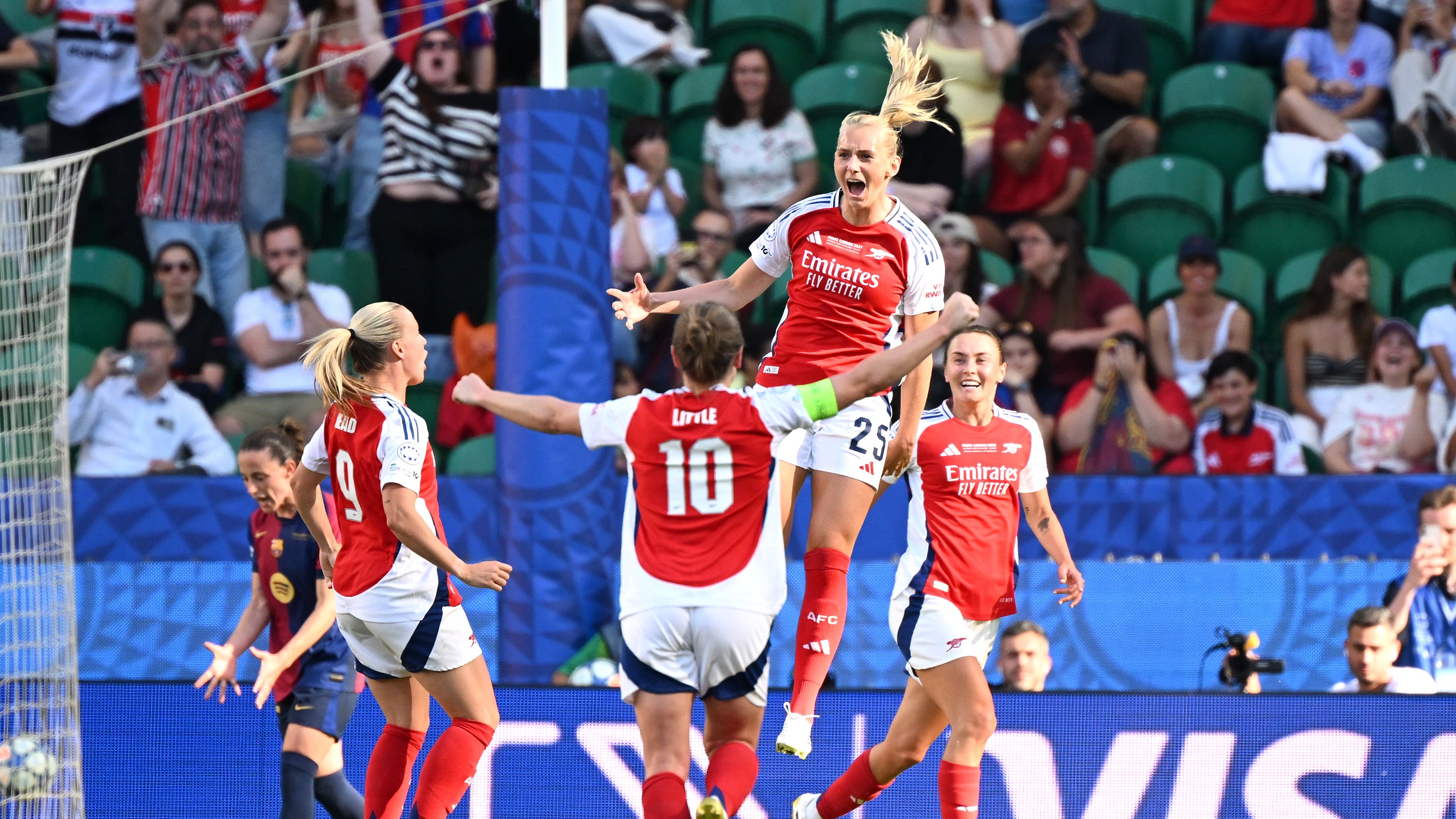 Stina Blackstenius won it for Arsenal (Zed Jameson/PA)