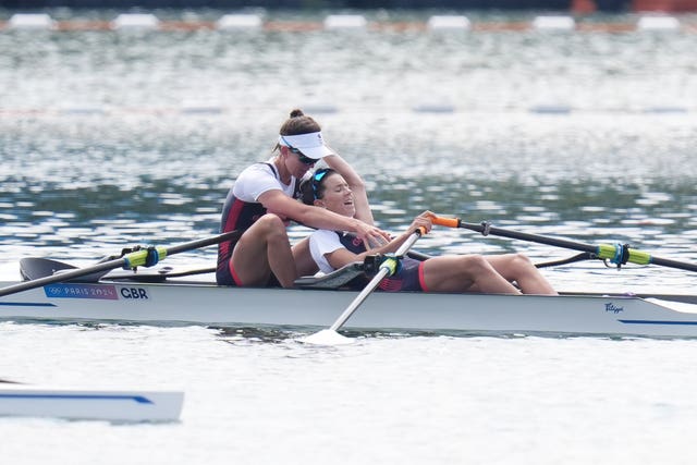 Emily Craig and Imogen after crossing the finish