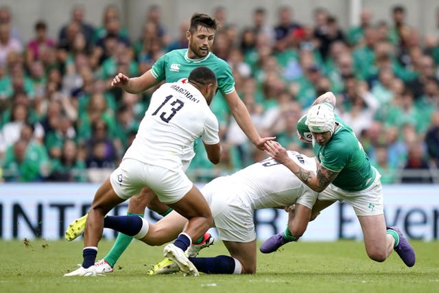 Mack Hansen, right, came off the bench against Romania last weekend