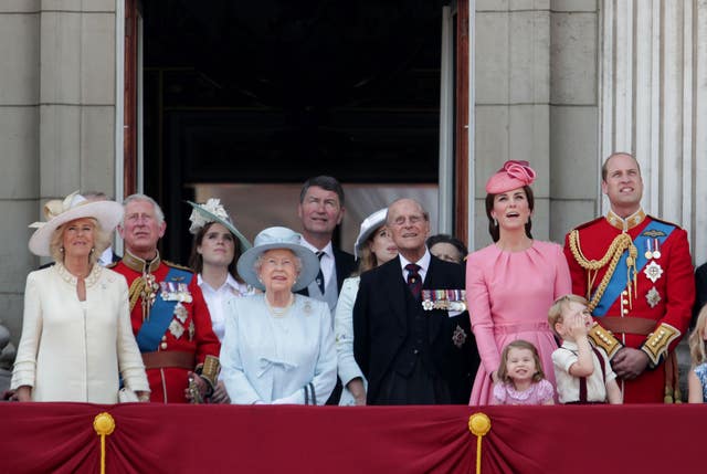 The royal family during the Trooping the Colour annual celebrations (Yui Mok/PA)