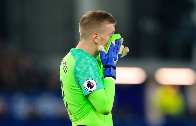 Jordan Pickford had an afternoon to forget in the Everton goal (Peter Byrne/PA).
