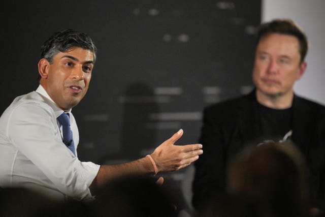 Rishi Sunak and Elon Musk in conversation at the AI Safety Summit 