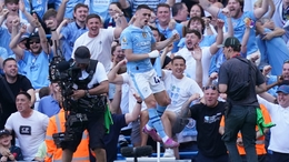 Phil Foden celebrates scoring Manchester City’s opener (Martin Ricket/PA)