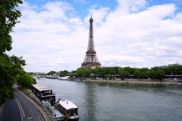 A general view of the River Seine and the Eiffel Tower