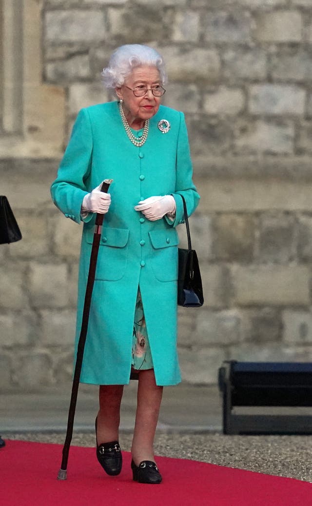 The Queen arrives to symbolically lead the lighting of the principal Jubilee beacon at Windsor Castle