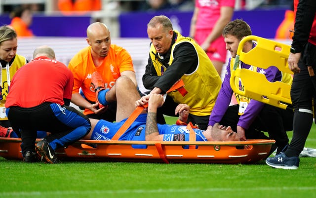 Samoa’s Tyrone May is stretchered off