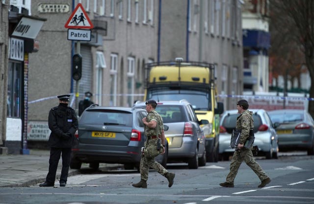 Bomb disposal officers at Sutcliffe Street 