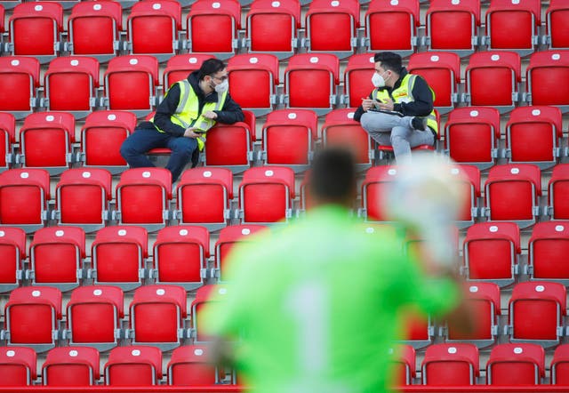 Stewards in the stands during the Bundesliga match between Union Berlin and Bayern Munich