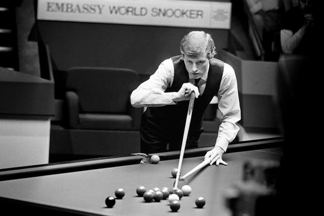 Steve Davis seen in action during the final of the 1985 Embassy World Snooker Championship