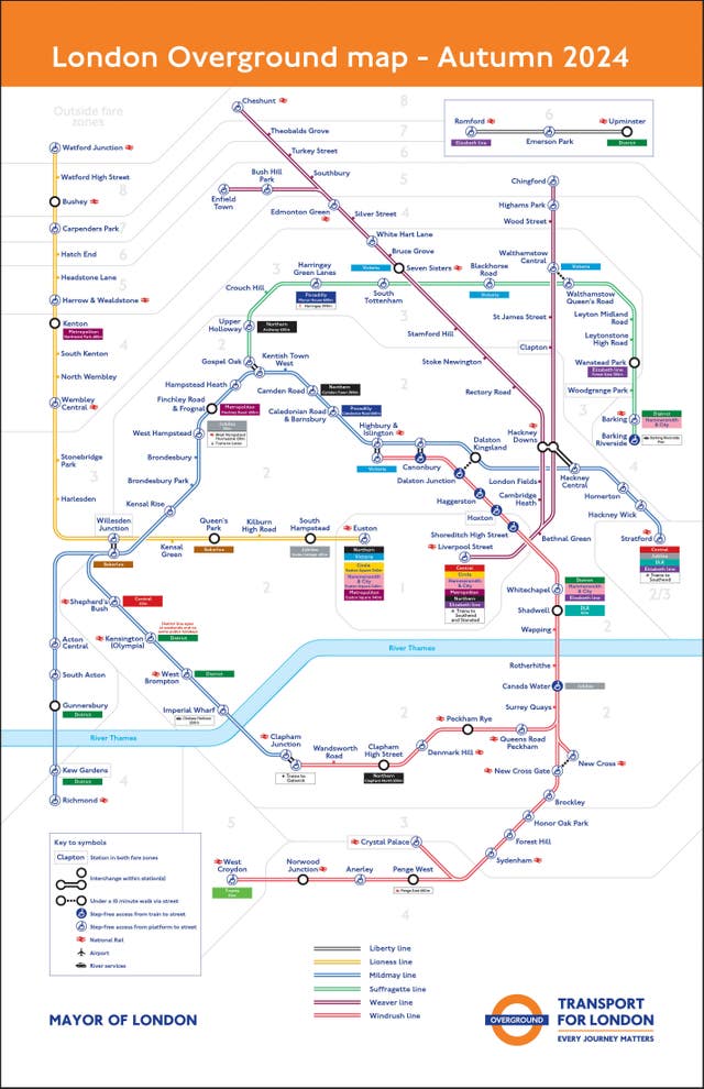 New London Overground line names and colours