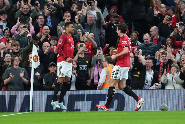 Manchester United’s Casemiro celebrates scoring
