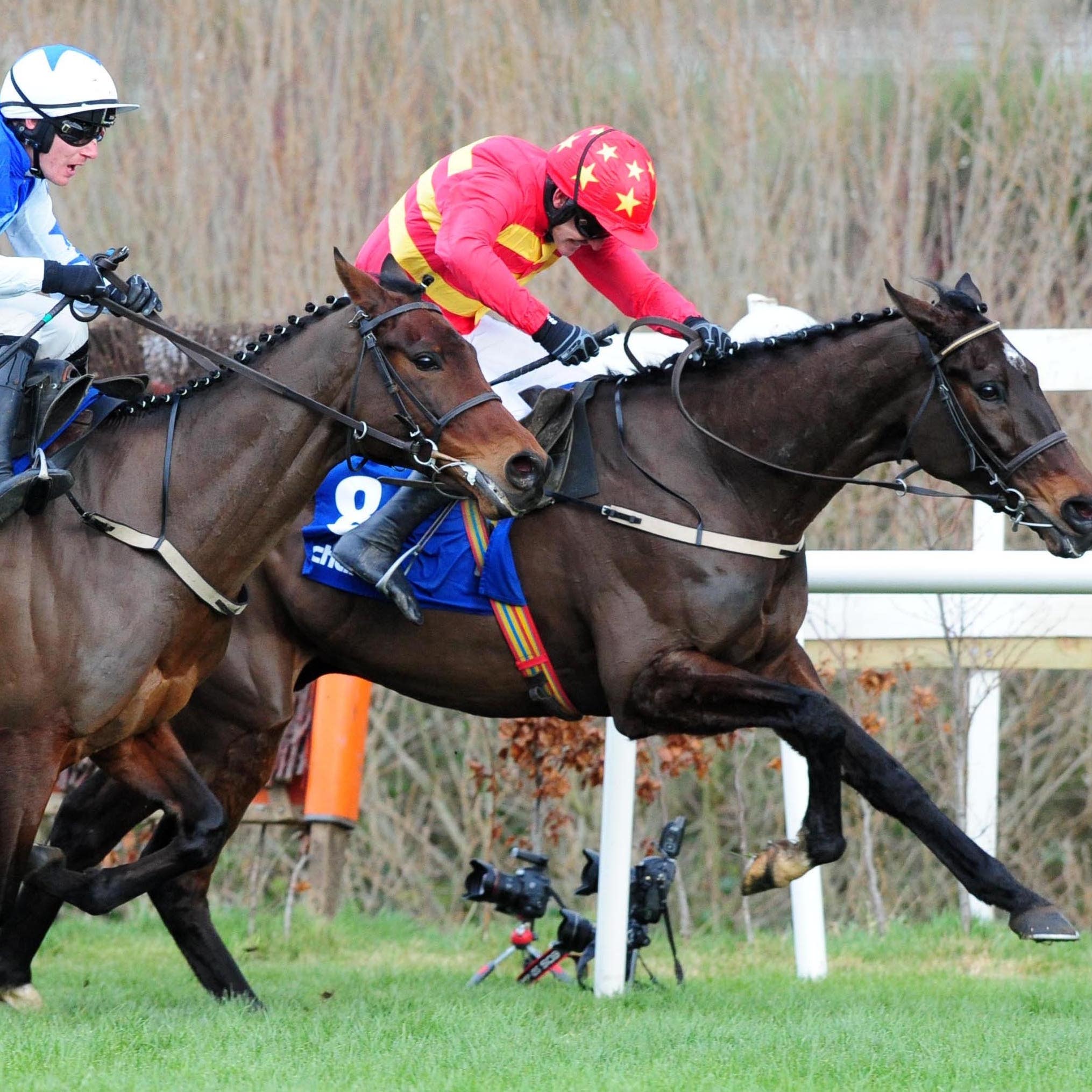 There was little between Klassical Dream (red) and Aramon at Leopardstown