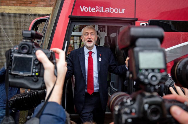 Jeremy Corbyn unveils the Labour battle bus in Liverpool