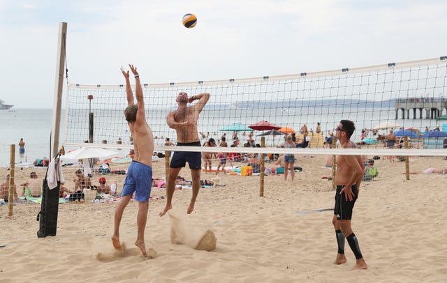 Volleyball on Boscombe beach 