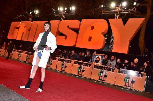 Sacha Baron Cohen in character as ‘Nobby’ attending the World Premiere of Grimsby in London in 2016
