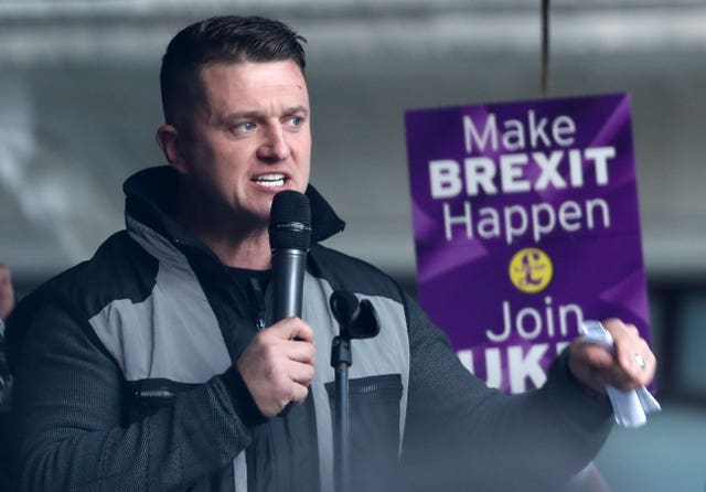 Tommy Robinson addressing the rally