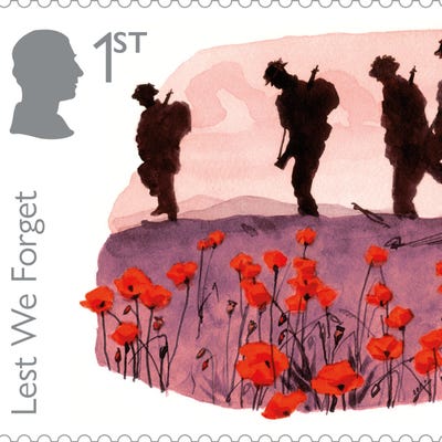 Poppy-coloured stamp set honours armed forces