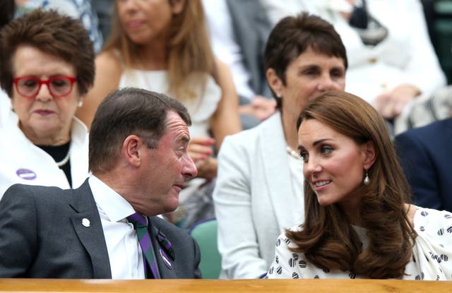 Philip Brook, left, pictured with the Duchess of Cambridge at Wimbledon this summer