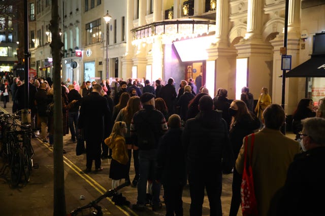 Large queues outside the London Palladium