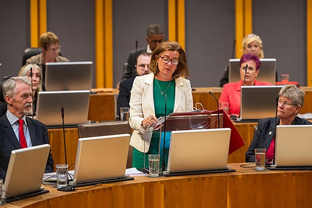 First Minister of Wales Eluned Morgan in the Senedd's debating chamber