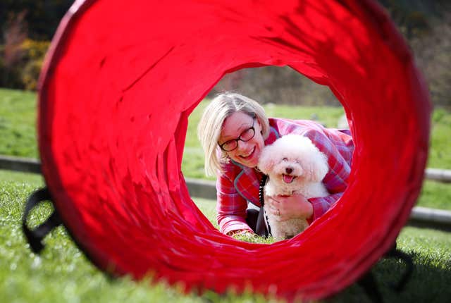 Lucy sizing up the next obstacle (Jane Barlow/PA)