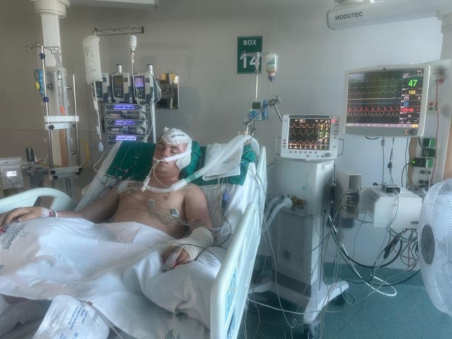 Dan Hurst in hospital after the incident