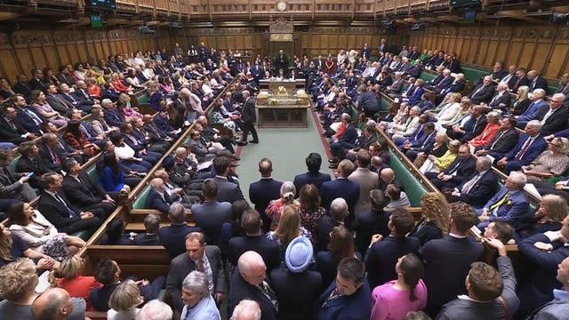 Screen grab of MPs in the House of Commons, London, following the announcement of the result of the vote on the Terminally Ill Adults (End of Life) Bill in the House of Commons