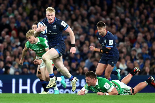 Leinster’s Jamie Osborne breaks free with the ball 