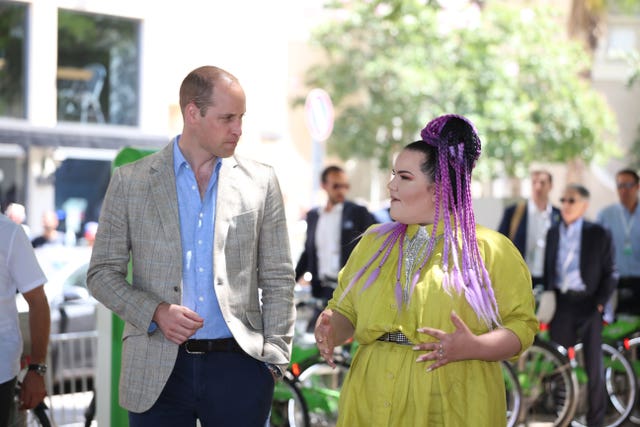 William was pictured chatting to 2018 Eurovision Song Contest winner Netta Barzilai during his visit to Israel
