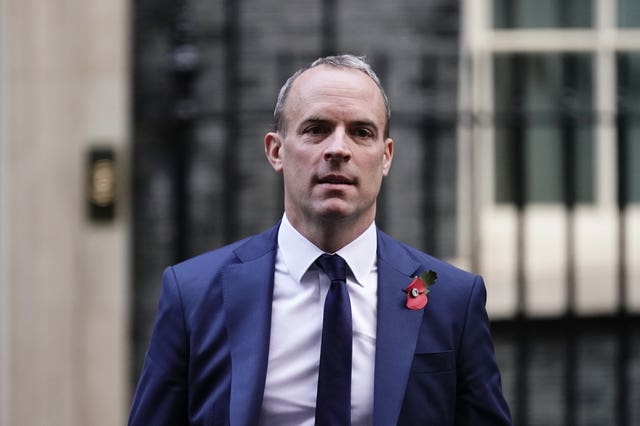 Deputy Prime Minister Dominic Raab leaving 10 Downing Street